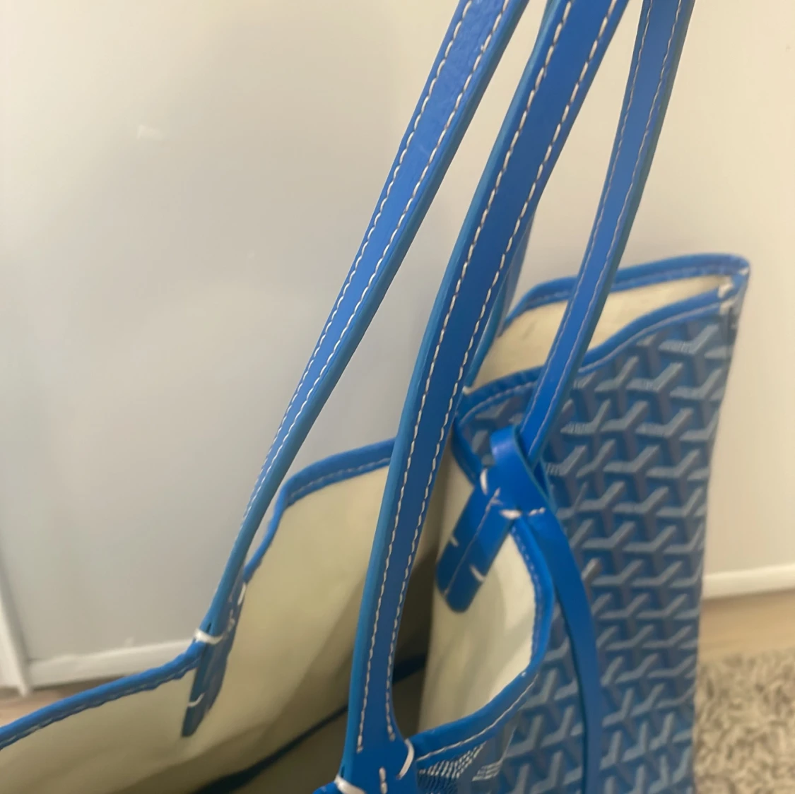 Blå mönstrad shoppingväska - 3