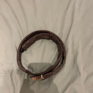 Brunt rutig bälte med guldspänne - Snyggt bälte i brunt med klassiskt rutigt mönster och guldigt spänne. Ena sidan är ljusare beige och den andra mörkbrun, båda med rutigt tryck och diskreta detaljer. Perfekt accessoar för att lyfta din outfit med en touch av stil.