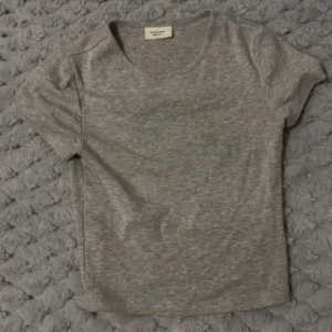 Grå basic t-shirt från Gina Tricot - En enkel och stilren grå t-shirt från Gina Tricot, basically basics-kollektionen. T-shirten har rund halsringning och korta ärmar. Perfekt att matcha med jeans eller kjol för en clean look.