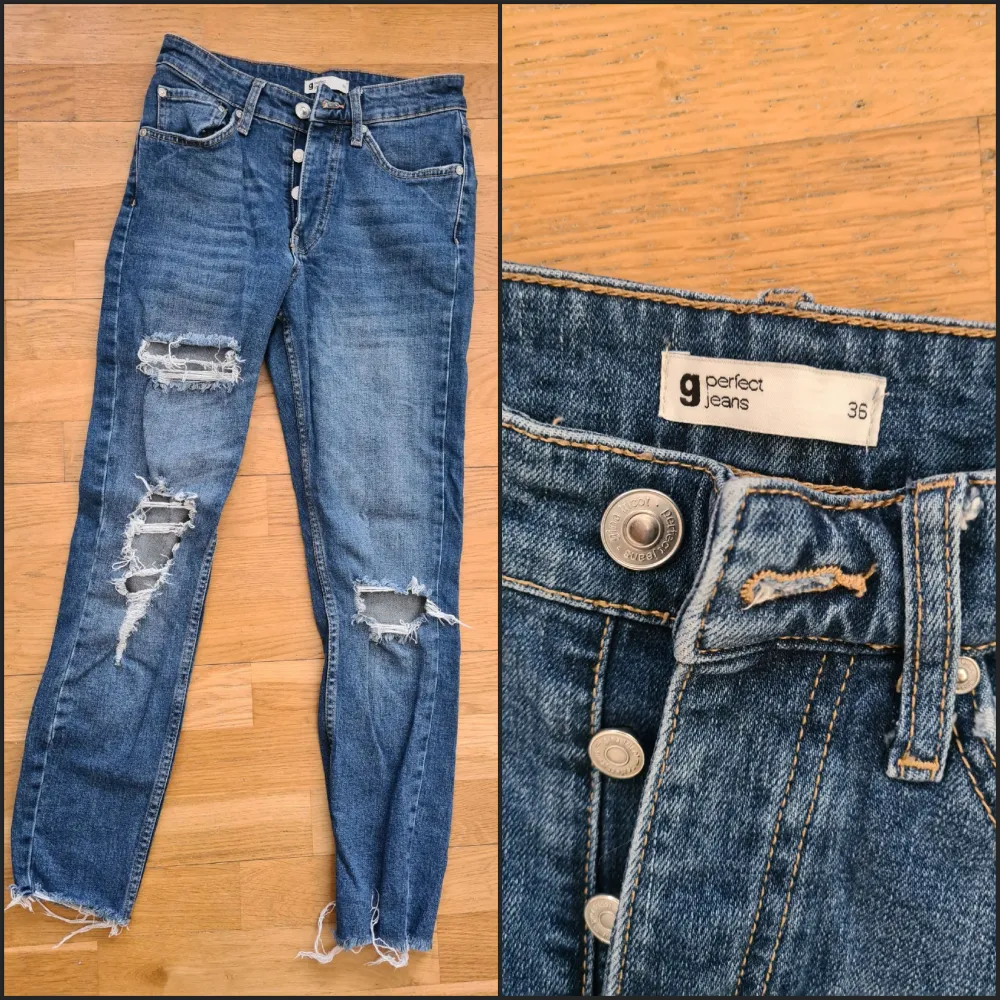 Ripped jeans från Gina tricot, strl 36. Jeans & Byxor.