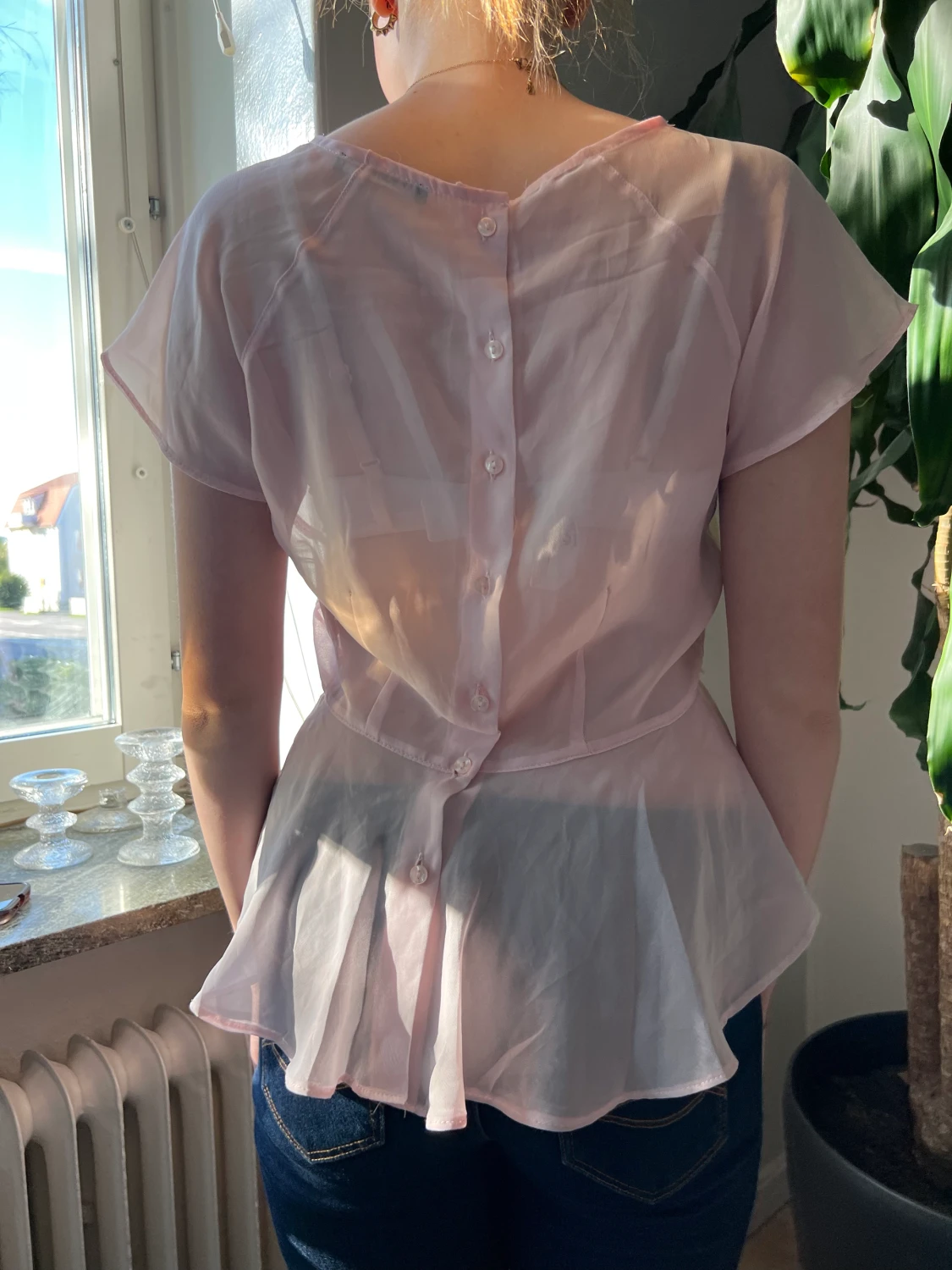 Ljusrosa transparent topp - 90