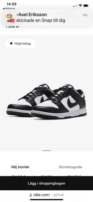 Nike dunk low - Använt 1 gång men dom var för små. I nytt skick med ingen creas