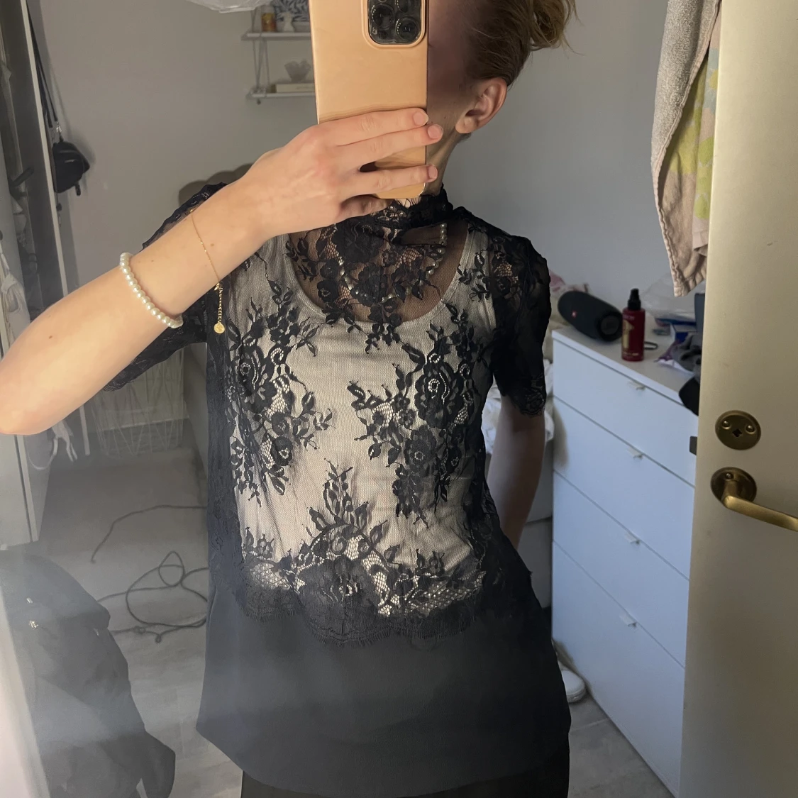 Marinblå spetstopp  - 90