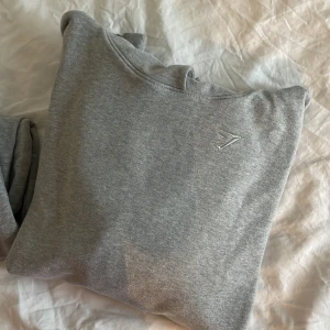 Mjukis-set från gymshark - Säljer ett i princip helt oanvänt mjukisset från gymshark. Hoodie + matchade mjukisbyxor med gymsharklogga på båda delarna. Fler bilder ges vid intresse! 🩶  OBS! Hoodie och byxor är oversized!    Det är en liten fläck på hoodiens magficka. Kan återgärdas.