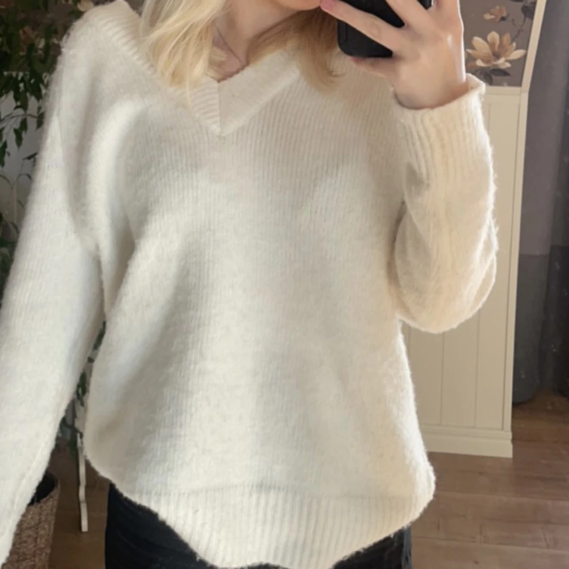 vit stickad tröja