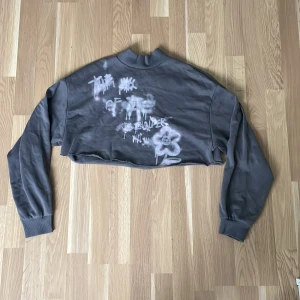 Croppad sweatshirt - Använd men bra skick, tryck på framsidan 