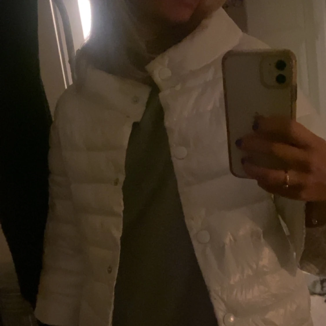 Trekvartsärmad Vit Dunjacka - 90