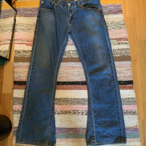 Flared levis - Lågmidjade Levis type 1 tough boot som är flared. Säljer då jag har ett liknande par men är i perfekt skick.   Kom pm för mer frågor eller bilder, jag är 193 men byxorna är lite korta på mig :) 