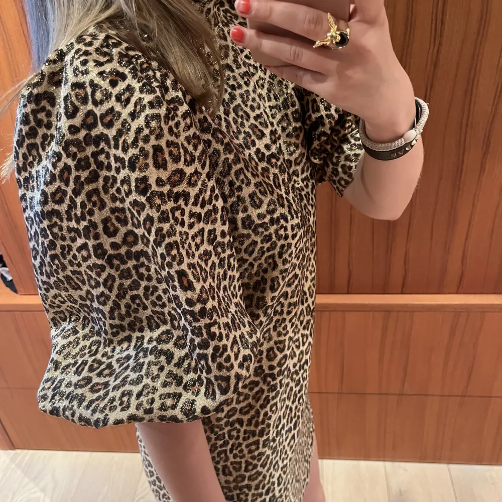 Leopardmönstrad glitter klänning från Zara, storlek s. Aldrig använd. Köparen står för frakten . Klänningar.