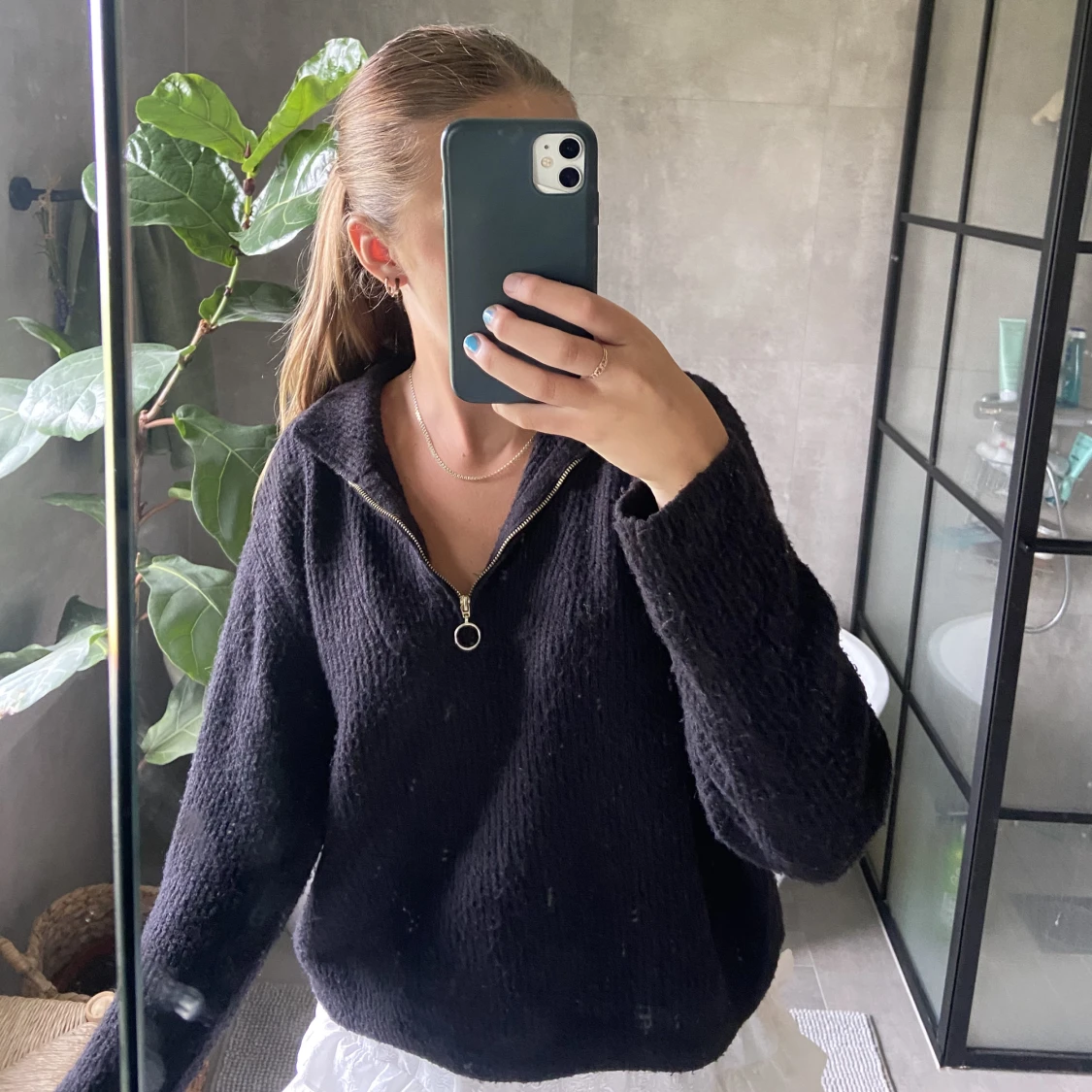 Stickad zip tröja - 90