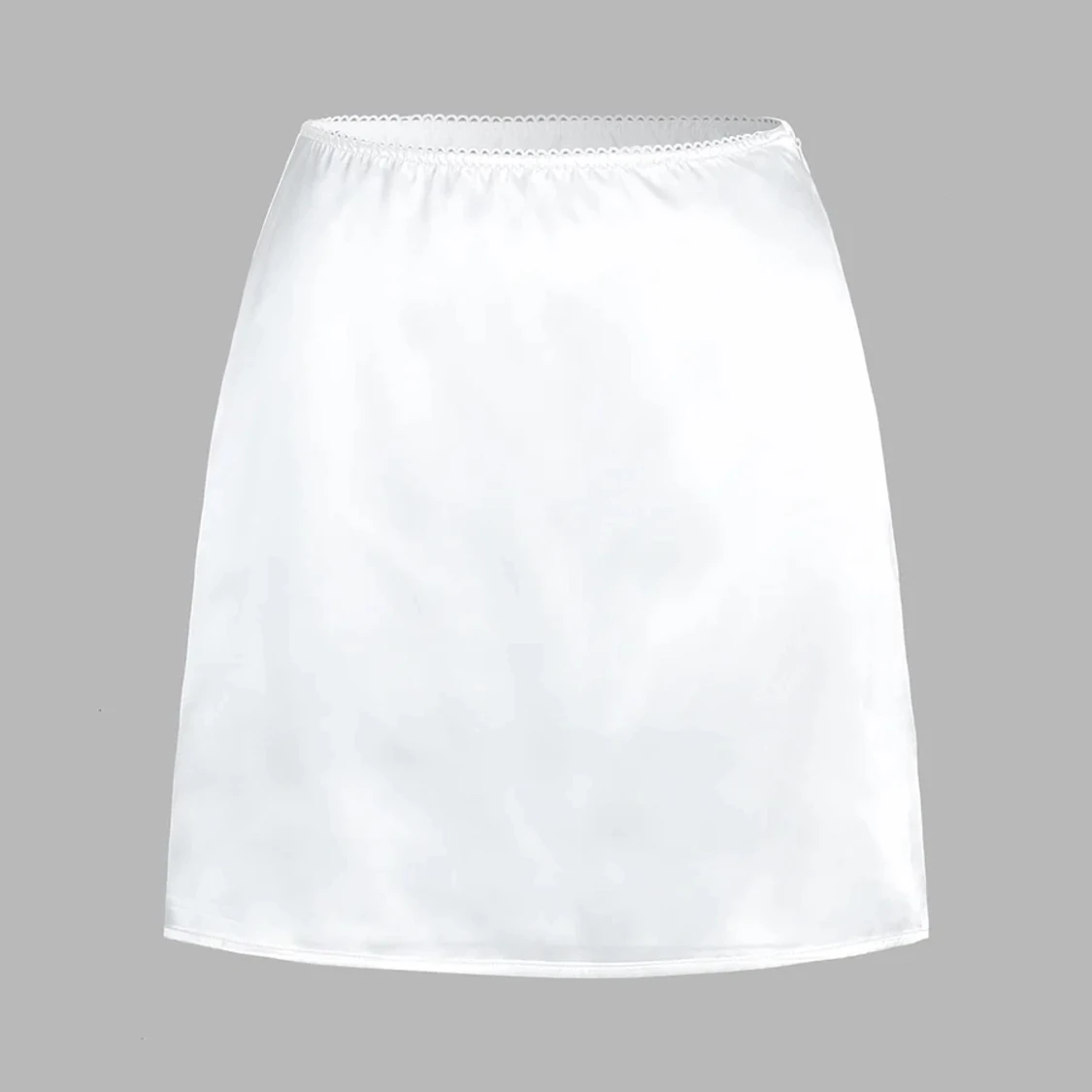 Lace trim satin set - vit  - 91