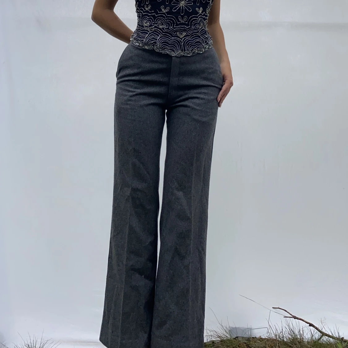 Vintage yllekostymbyxor