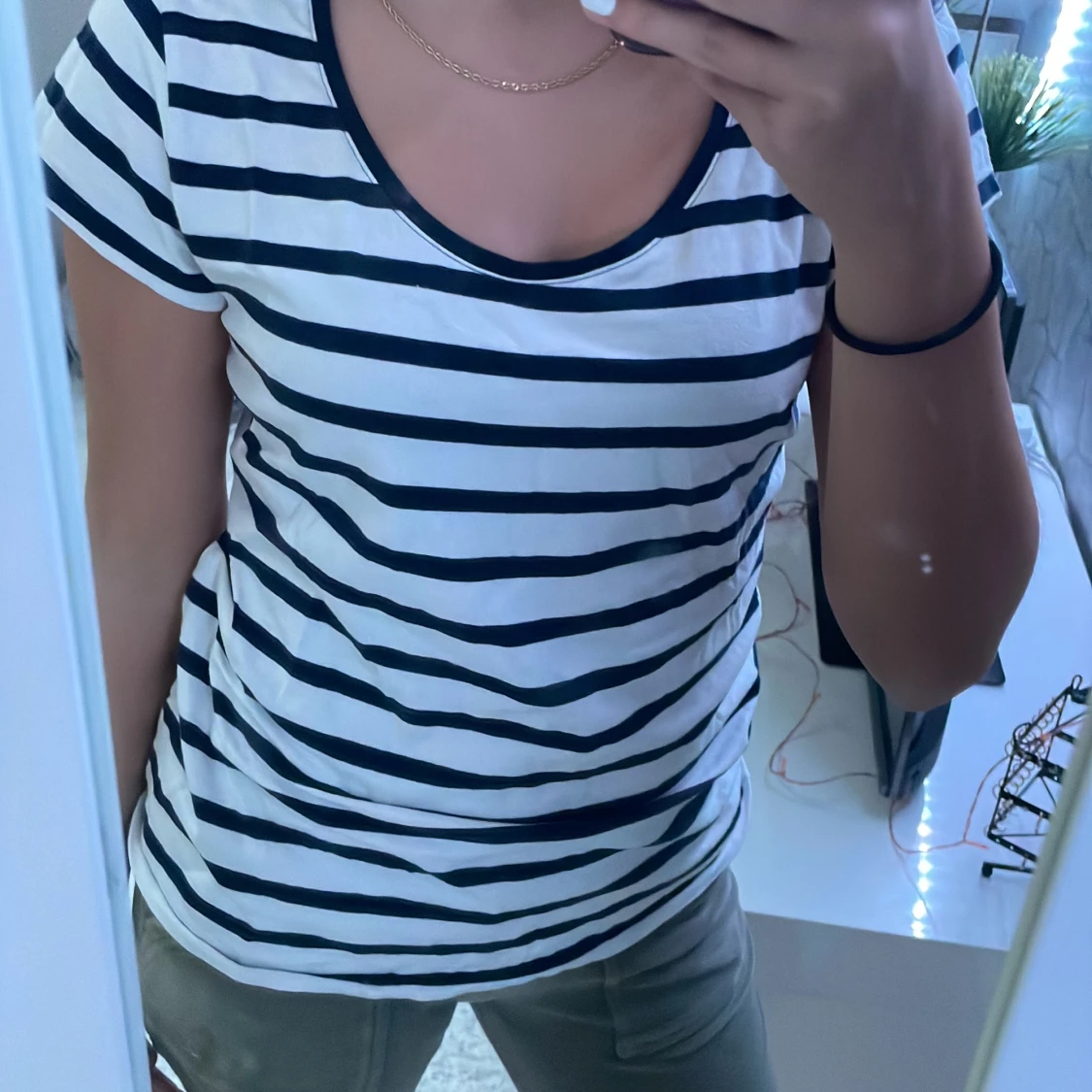 Randig Svart Vit T-shirt 