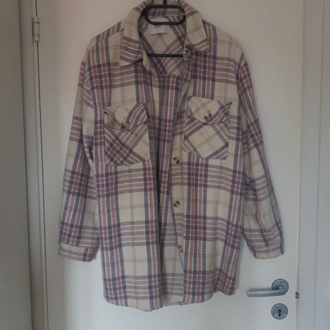 Rosa lila rutig vårjacka - 91