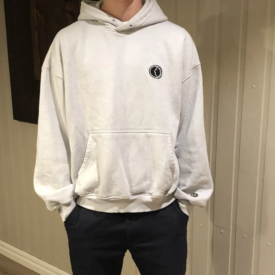 Ljusblå hoodie - 90