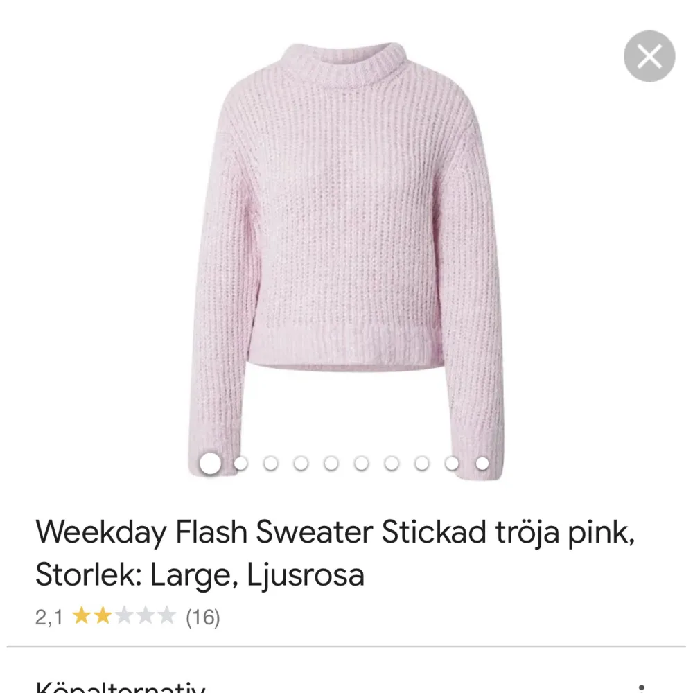 Jätte snygg rosa stickad tröja från weekday, säljer då den inte kommer till så mycket användning🥰😘använd gärna köp nu❤️. Tröjor & Koftor.