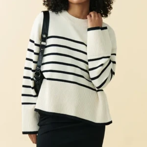 Stickad tröja - Stickad tröja från Ginatricot i svart/creme. 