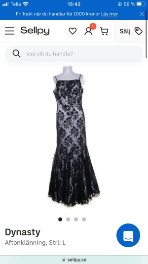 balklänning från dynasty - svinsnygg balklänning från dynasty. köpt på sellpy. aldrig använd eftersom den är för stor.