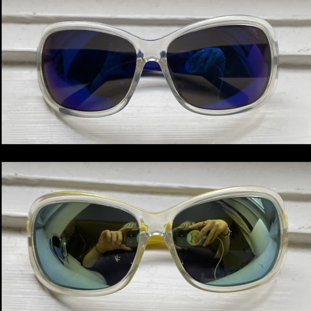 Två par y2k solglasögon i bra skick. 65 kr för en och 100 för båda. Skriv om du vill köpa och kom gärna privat om du vill ha bättre bilder 💕 . Accessoarer.
