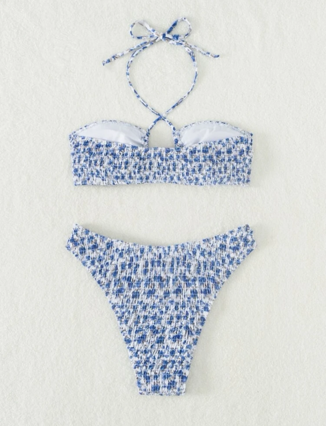 Blå blommig bikini - 90