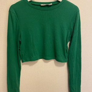Långärmad grön croptop - Croptop i en fin grön färg, långärmad ribbad. Fint skick! Storlek M. Finns på andra sidor också 🥰