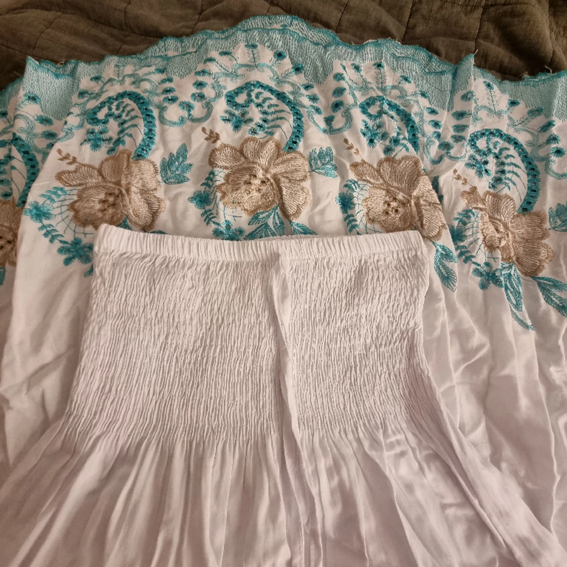 Långkjol blå vit - 90