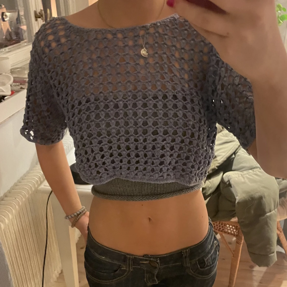 Croppad stickad tröja - 90