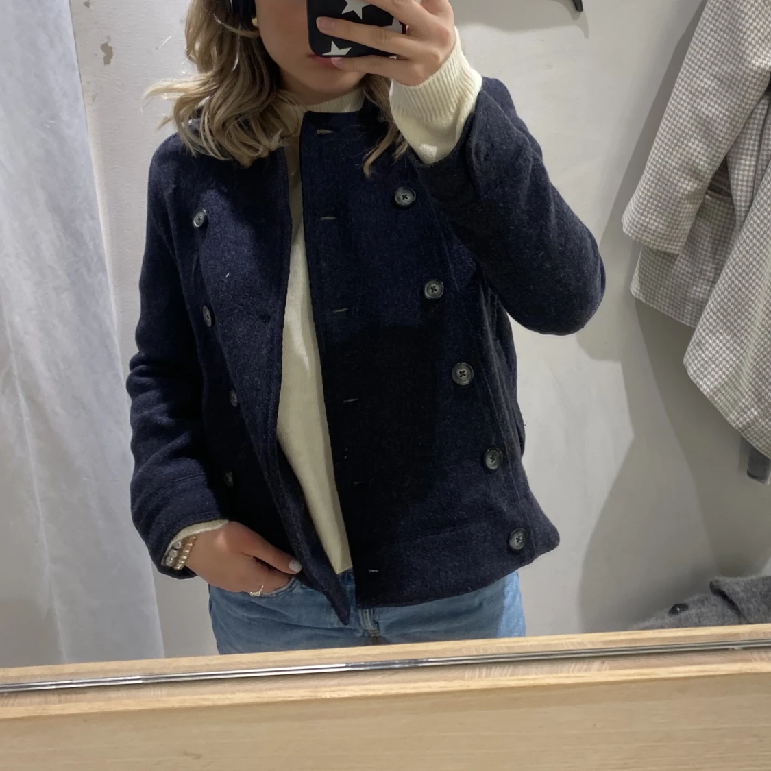 Marinblå/grå kappa