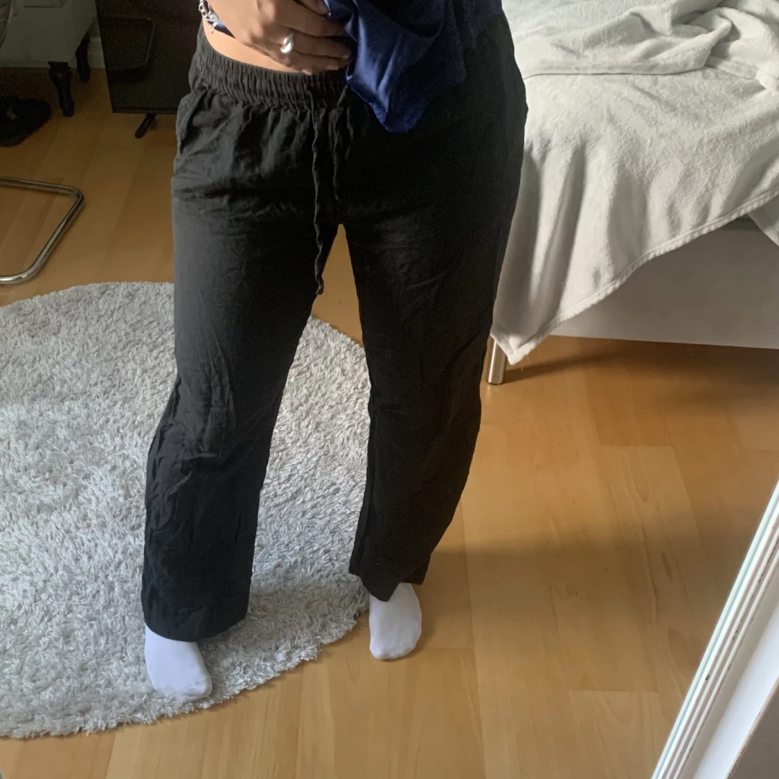 Svarta Linnebyxor - 90