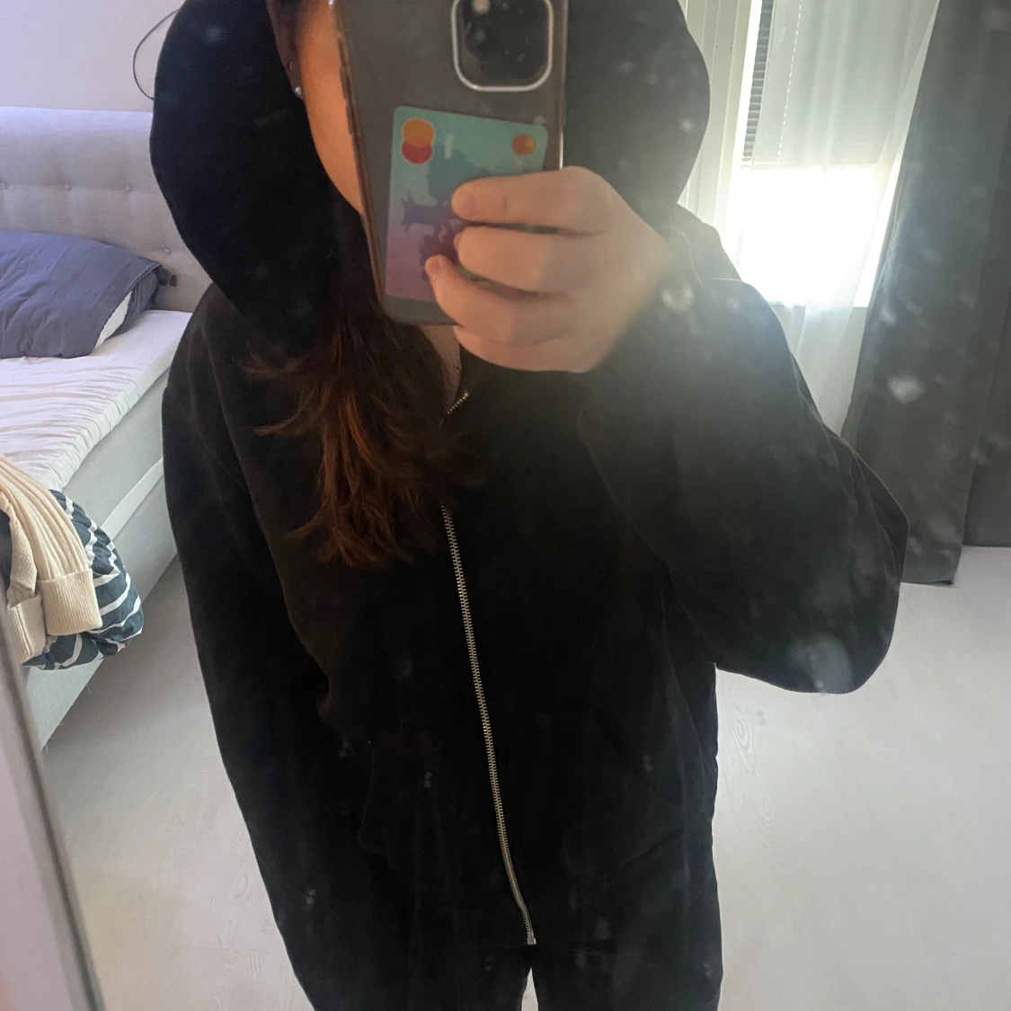 Svart zip up hoodie - 90