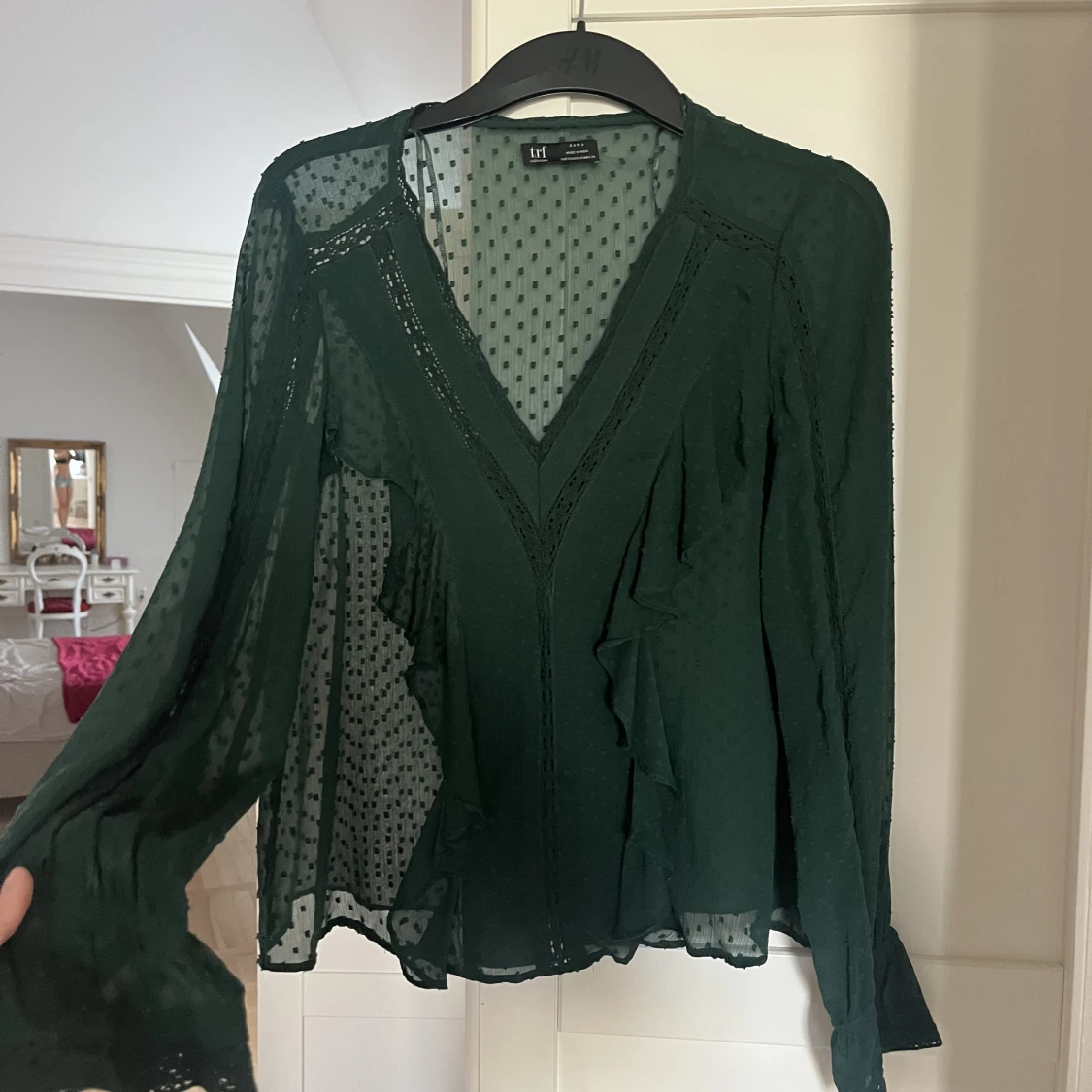 zara grön blus med volanger - 91