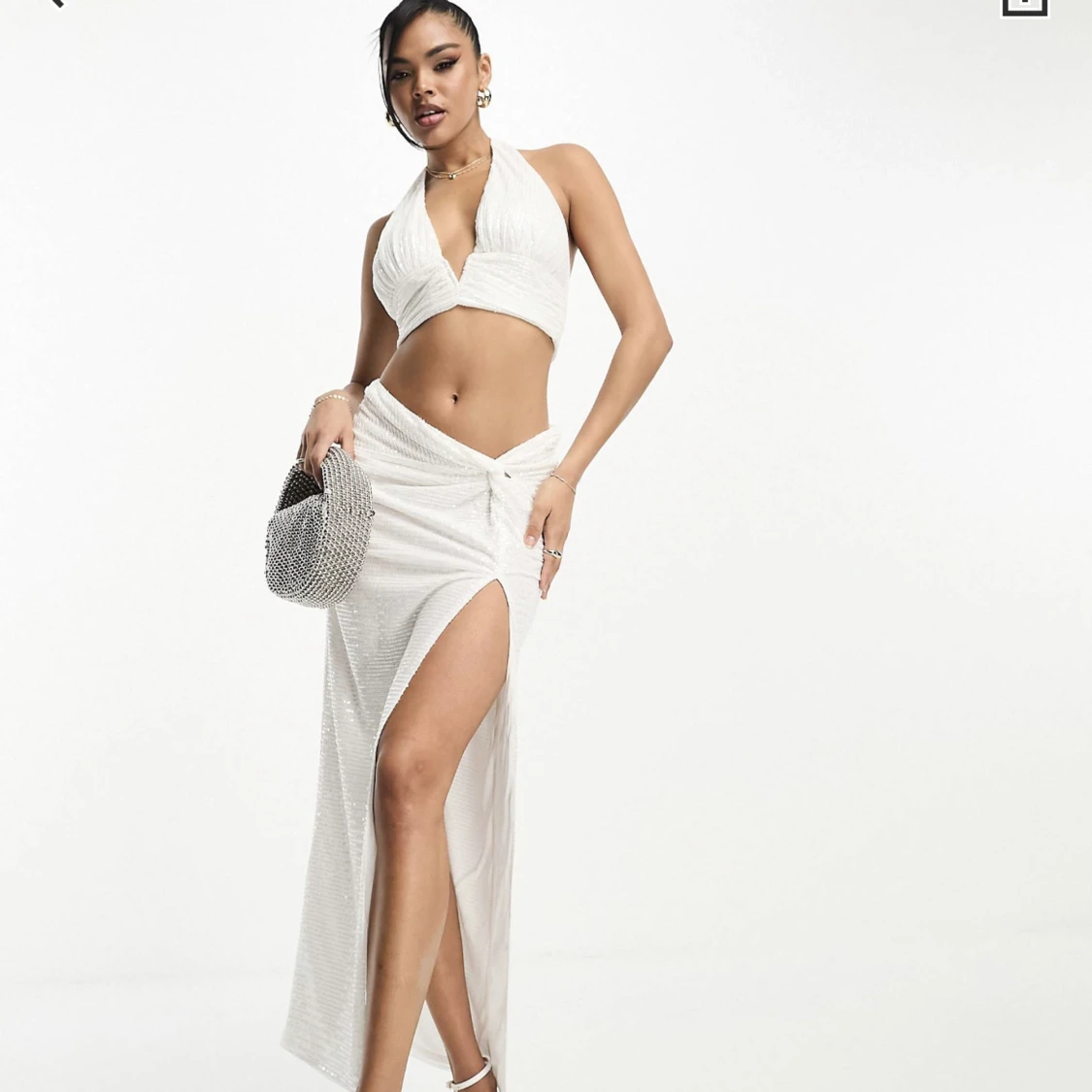 Vit set, vit kjol och topp med paletter - 91