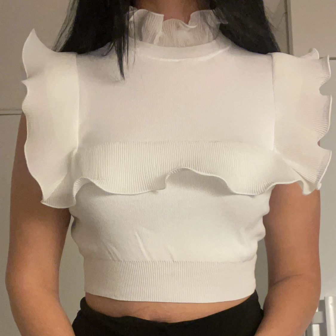 Vit stickad topp - 90