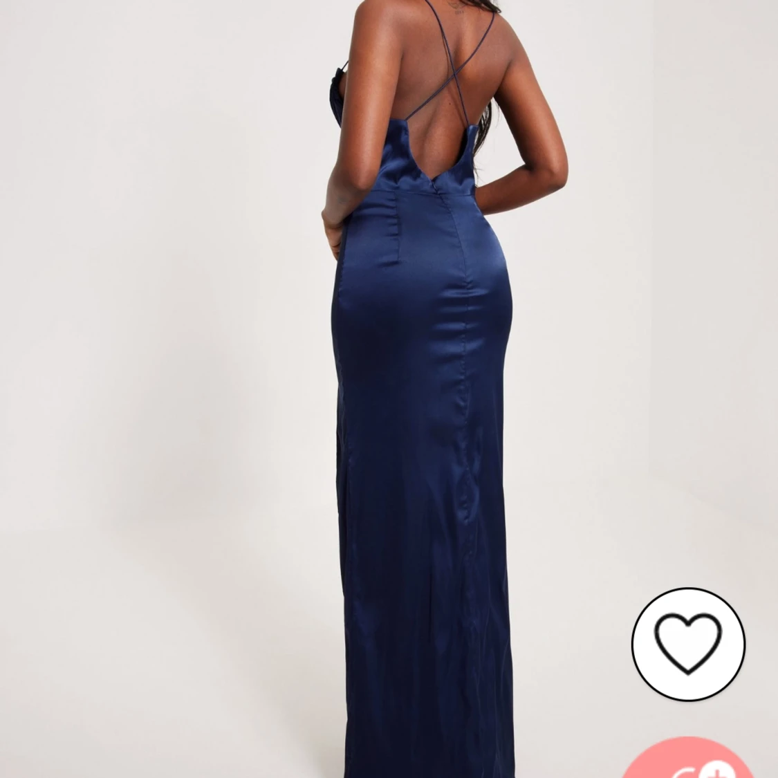 Marinblå satinklänning - 91