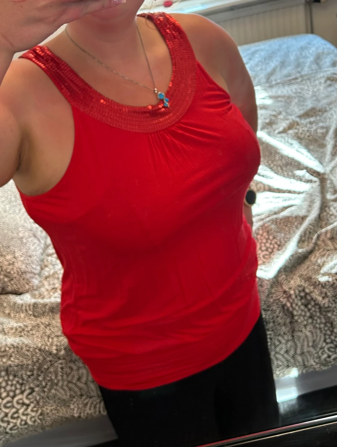 Röd paljettopp - 90