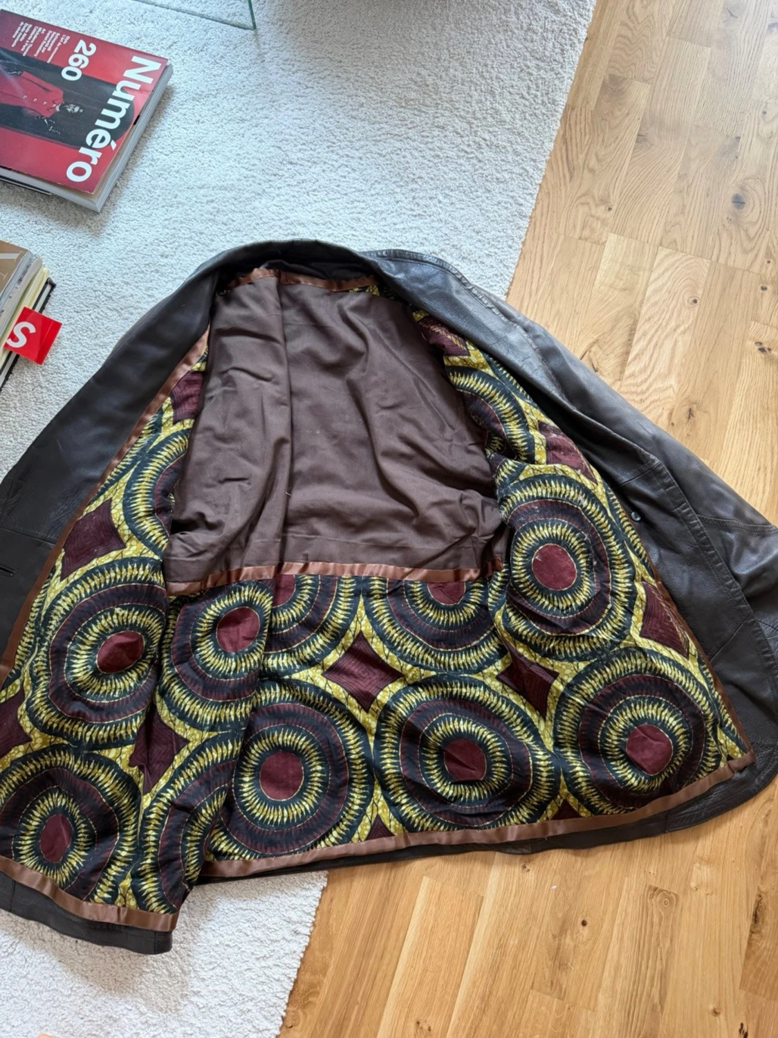 Mörkbrun oversized skinnjacka - 4