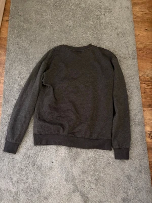Mörkgrå Zara sweatshirt - En enkel och stilren mörkgrå sweatshirt med rund halsringning och ribbade muddar vid ärmslut och nederkant. Perfekt för en avslappnad look och lätt att matcha med andra plagg.