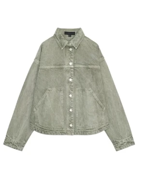 Jeans jacka från Zara - En grön jeans jacka från Zara i storlek xs. Den är använd väldigt lite och inga difekter