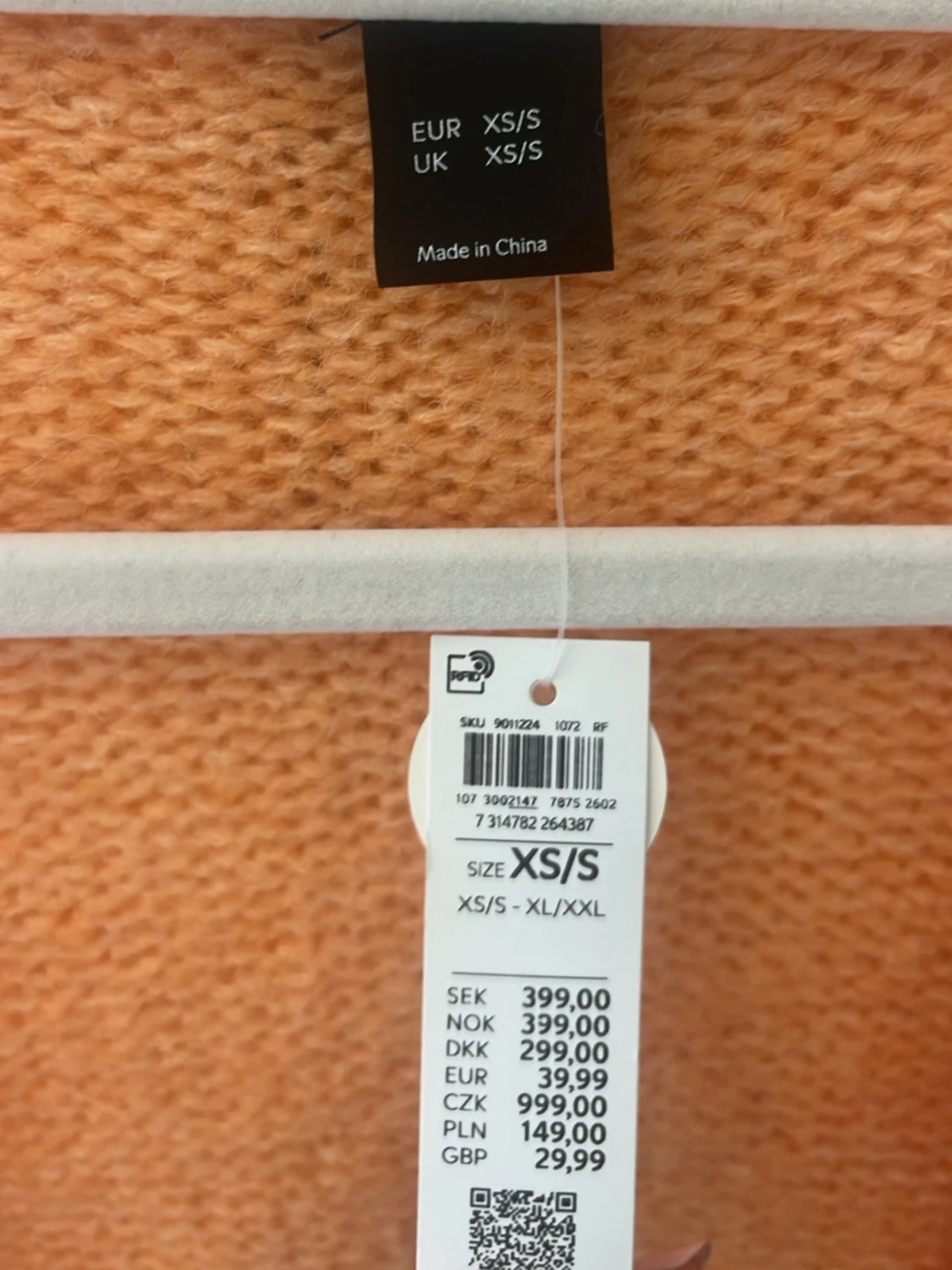 Persikofärgad stickad cardigan XS/S - 1