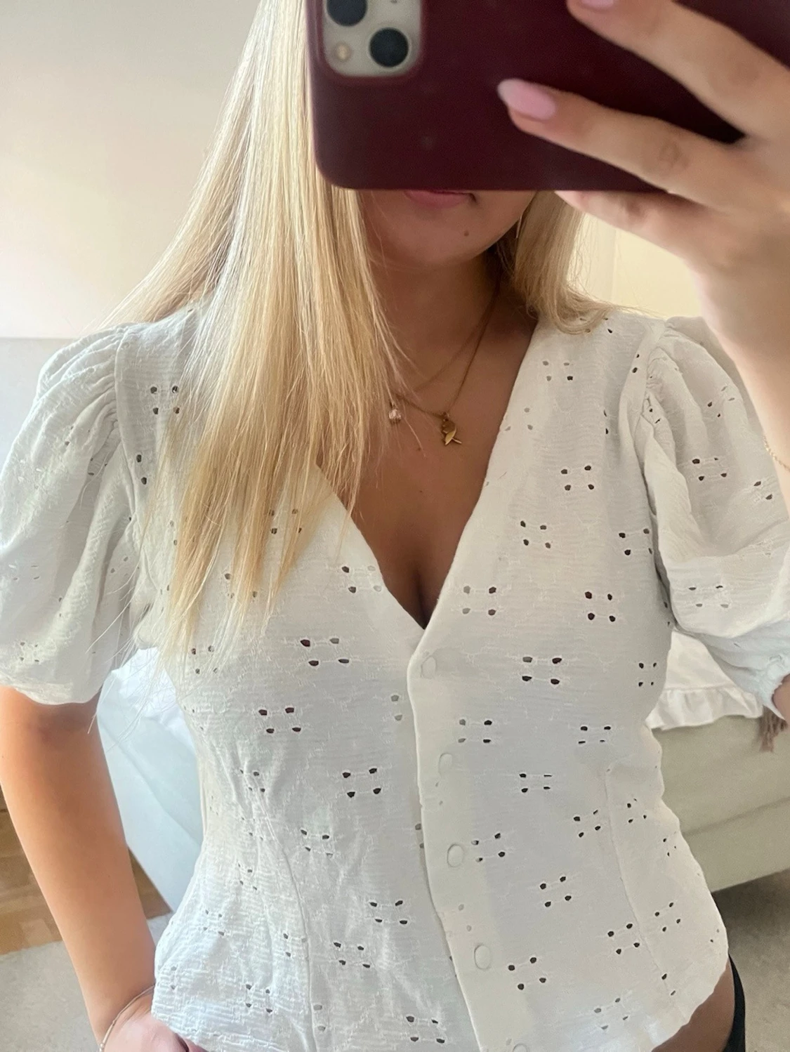 Vit kortärmad blus💓 - 1