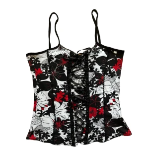 y2k vintage graphic cami linne - linne med tryck och korsett detalj fram. Passar en S-M bäst. Köparen står för frakt. ❤️