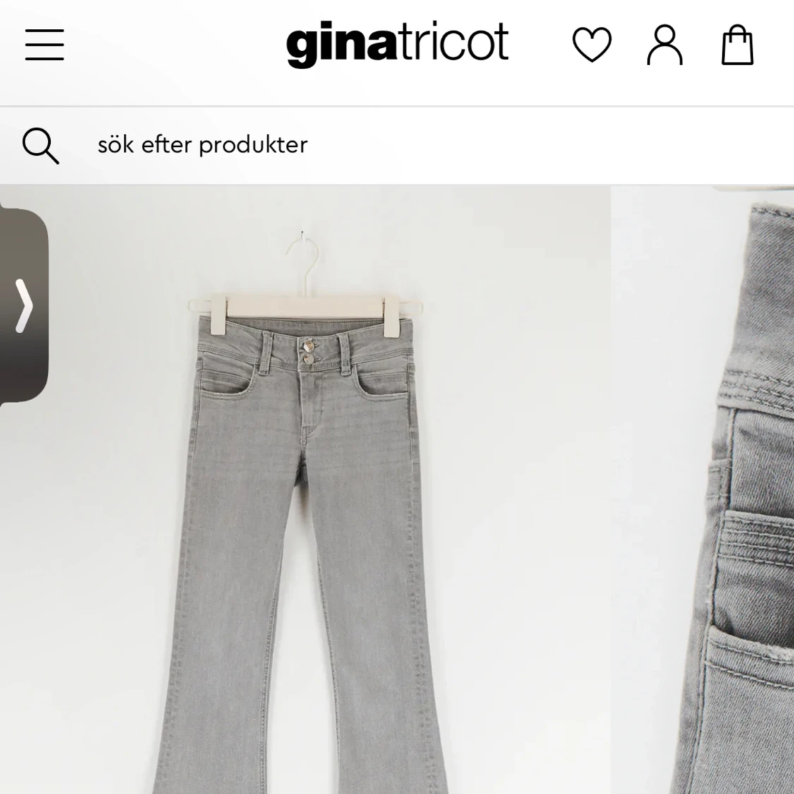 Gråa lågmidjade jeans  - 90