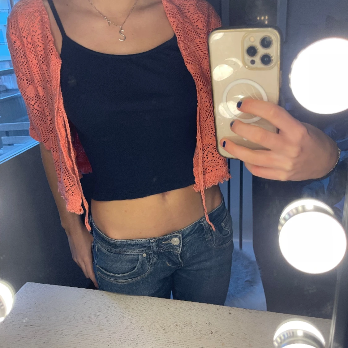 rosa trekvarts armad tröja - 90