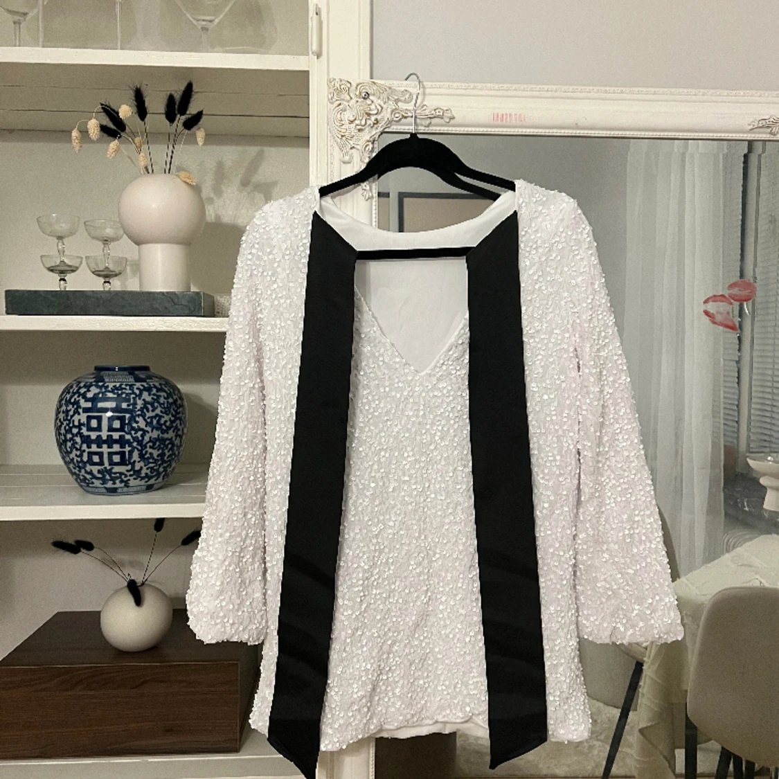 Vit paljett klänning  - 91