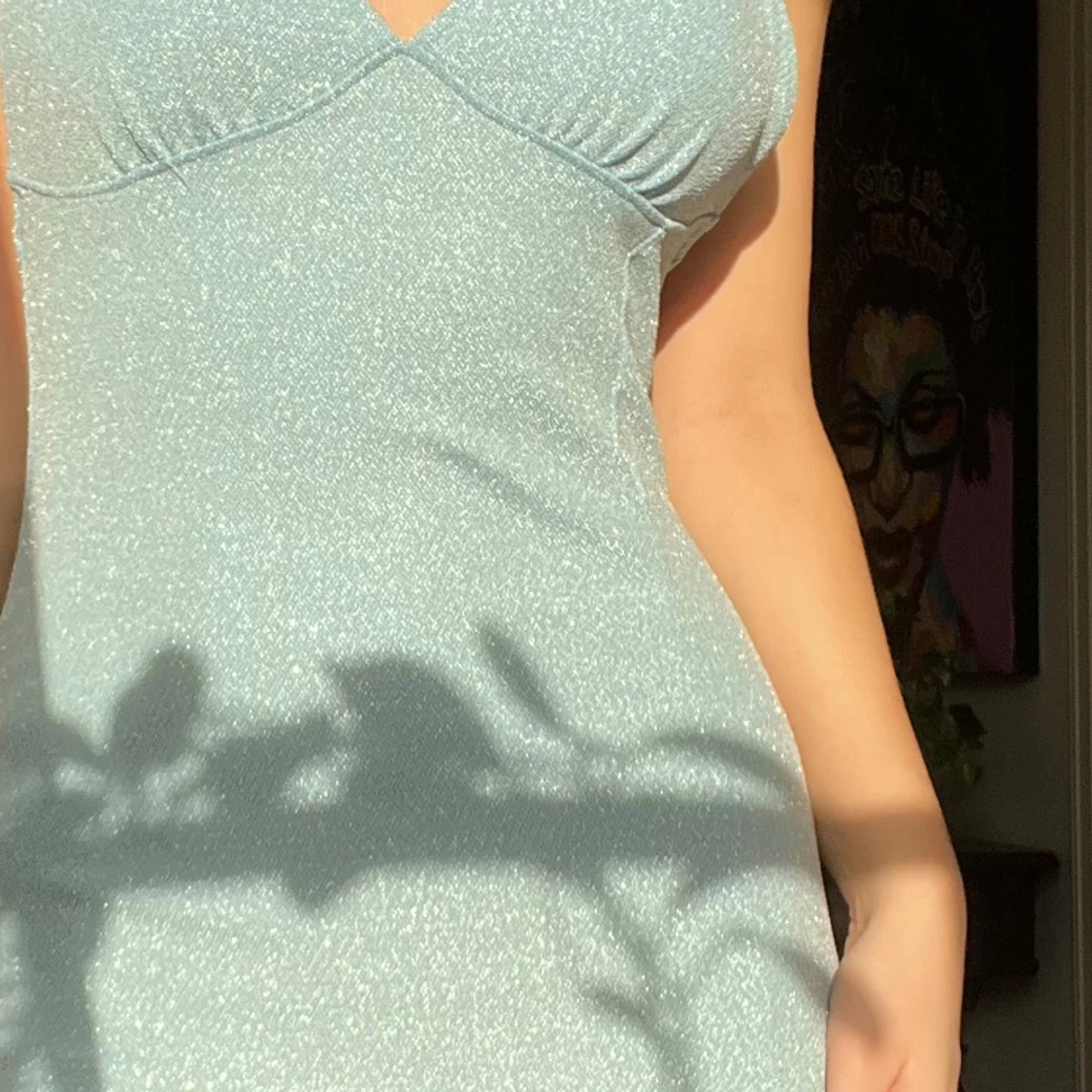 Glittrig blå mini-klänning - 90