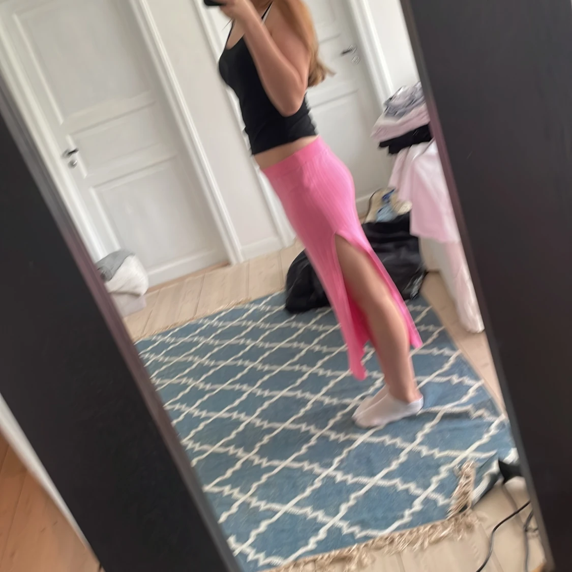 Rosa ribbad kjol - 90