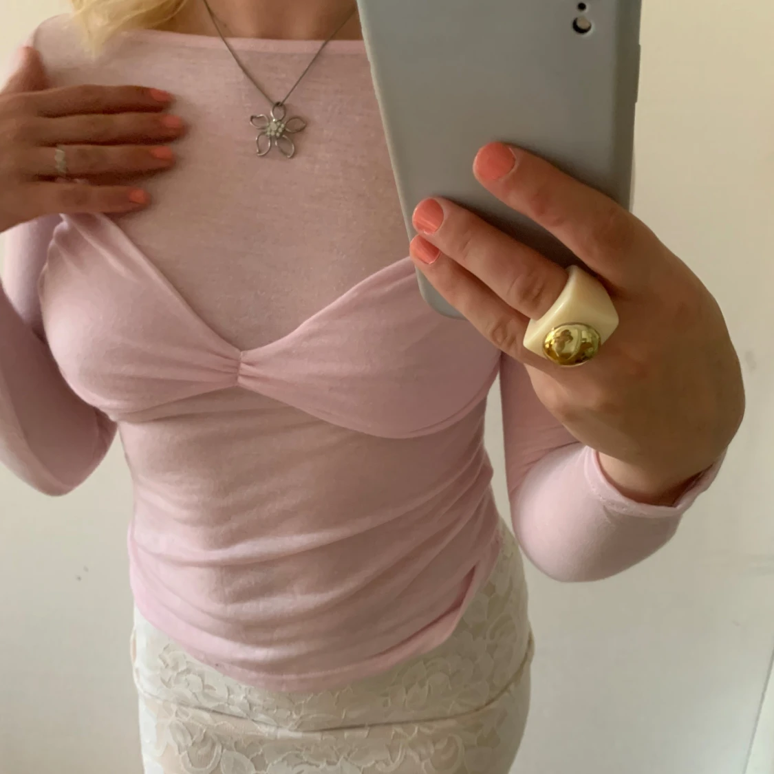 Rosa långärmad topp