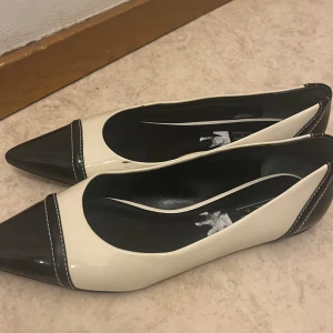 Pointy flats - Svart vita pointy flats från Zara, något slitna vid sidan annars i perfekt skick! Storlek 39