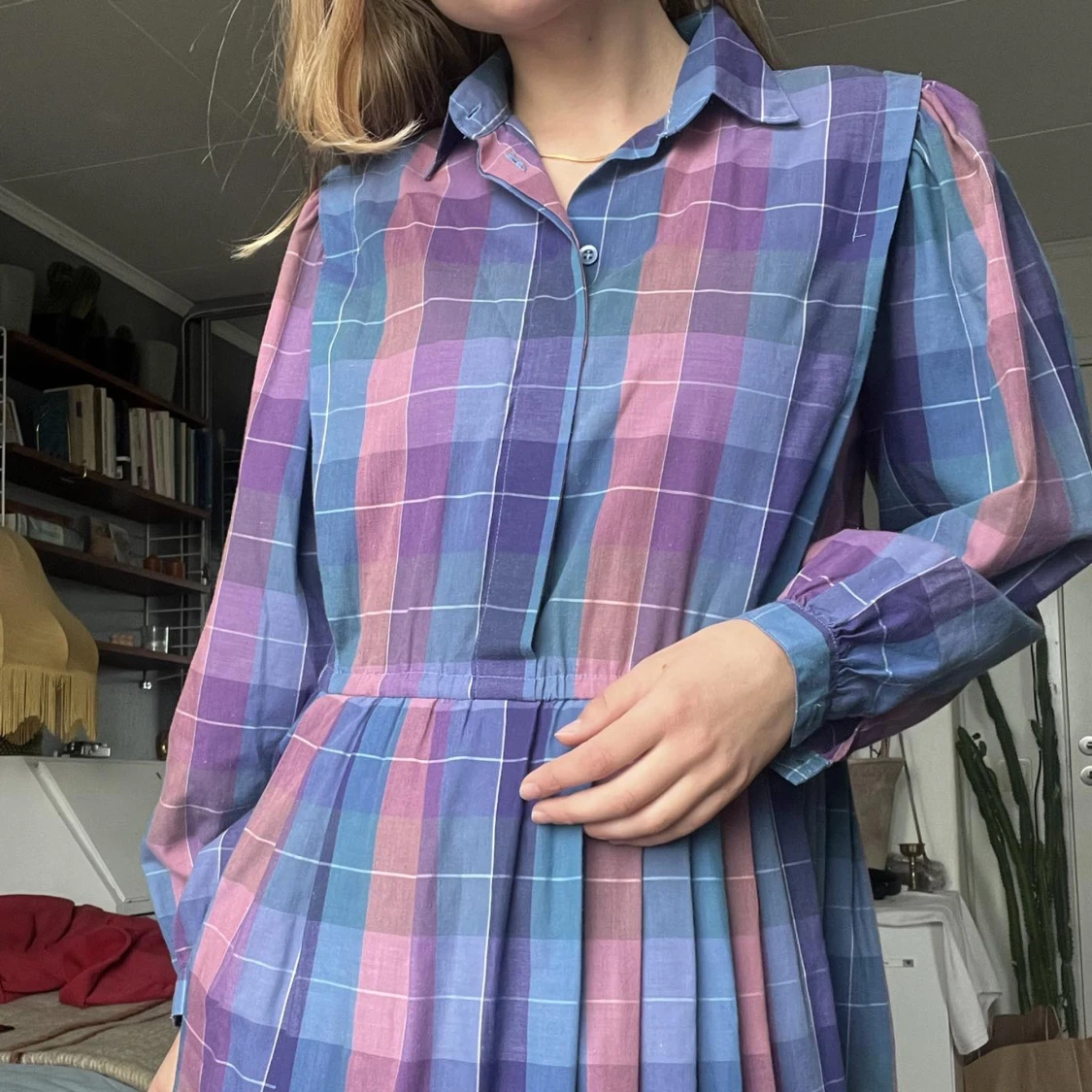 Gammaldags rutig klänning