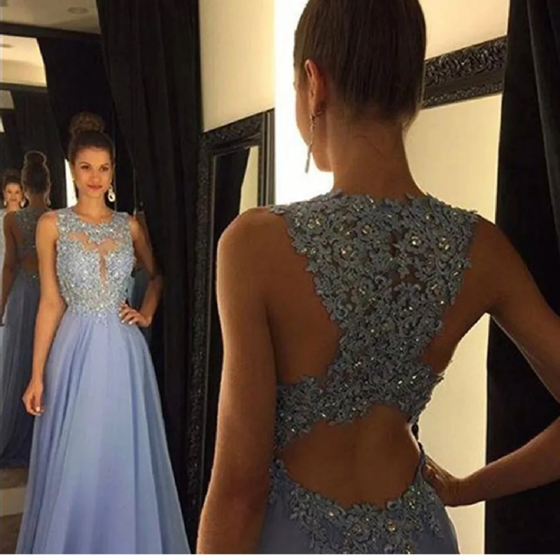 Ljusblå balklänning i 36/S - 90